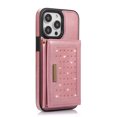 thumbnail image 4 of K-Lion Stylish Wallet Case for iPhone 14 Pro Max Flip Card Slots Diamond Bling Sparkle Design RFID Function Detachable Shoulder Strap Girls Women Purse Case For iPhone 14 Pro Max,Pink, 4 of 9