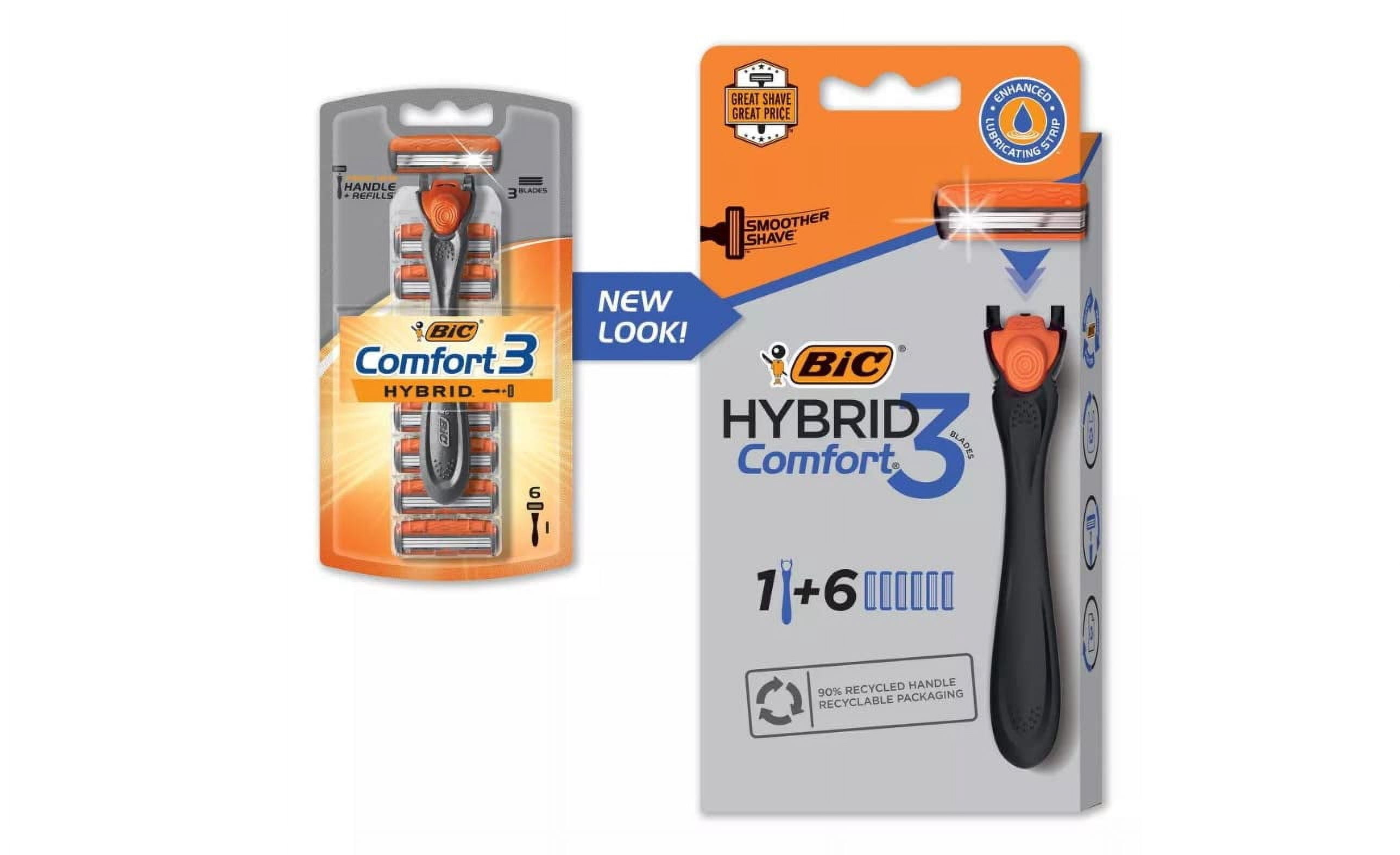 BIC Hybrid Advance 3 Disposable/System Shaver, Men, 6-Count (Pack of 3)