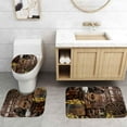 thumbnail image 5 of 4PCS Texas Star Western Shower Curtain Set, Waterproof Fabric Shower Curtain, Non-Slip Bath Mat Bathroom Rugs, Retro Beige Black Buffalo Plaid Primitive Country Rustic Farmhouse Bathroom Decor, 5 of 7
