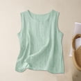 thumbnail image 2 of GEWSEY Dressy Tank Tops for Women Cotton Linen Gauze Shirts Sleeveless Summer Tunic Top Loose Fit Lightweight Casual Blouses (Green, 3XL), 2 of 4