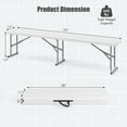 thumbnail image 3 of FASCK 6 Feet Plastic Folding Bench Set of 2, Portable Picnic Seat for BBQ Party Camping Dining, HDPE Top, Metal Frame, Indoor Outdoor Foldable Bench for Garden Entertainment Activities Sport Events, 3 of 10