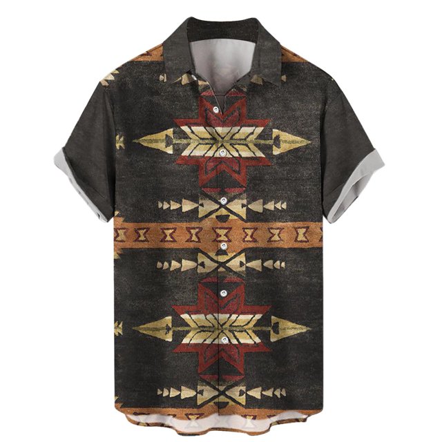 Camisas Cuello De Hombre Las camisas de manga corta de Hawaii de las tendencias de la moda 3d imprimieron el estilo (Black, 3XL)