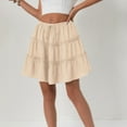 thumbnail image 6 of Yucgh Women's High Waist Solid Color Mini Skirt, Anti-Walking Lined Short Skirt, Summer Casual Stretch Skirt with Built-in Shorts,Beige,L, 6 of 7