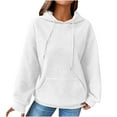 thumbnail image 2 of Idoravan Hoodies for Women Clearance, Women's Hooded Sweatshirt, Fashion Women's Casual Long Sleeve Round Neck Ladies Sweatshirts Tops Blouse Plain Hoodie White XXXL, 2 of 8