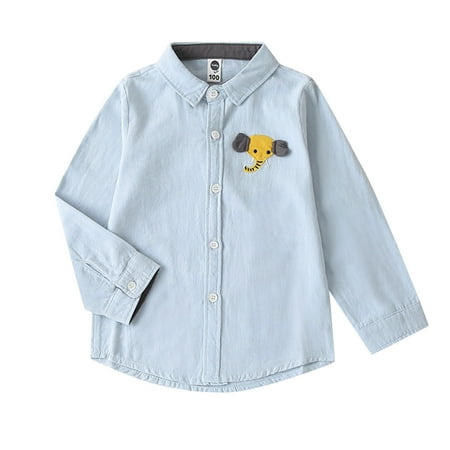 

Zlekejiko Kids Toddler Baby Boys Girls Shirt Long Sleeve Cartoon Lapel Button Down Shirt Outwear Tops