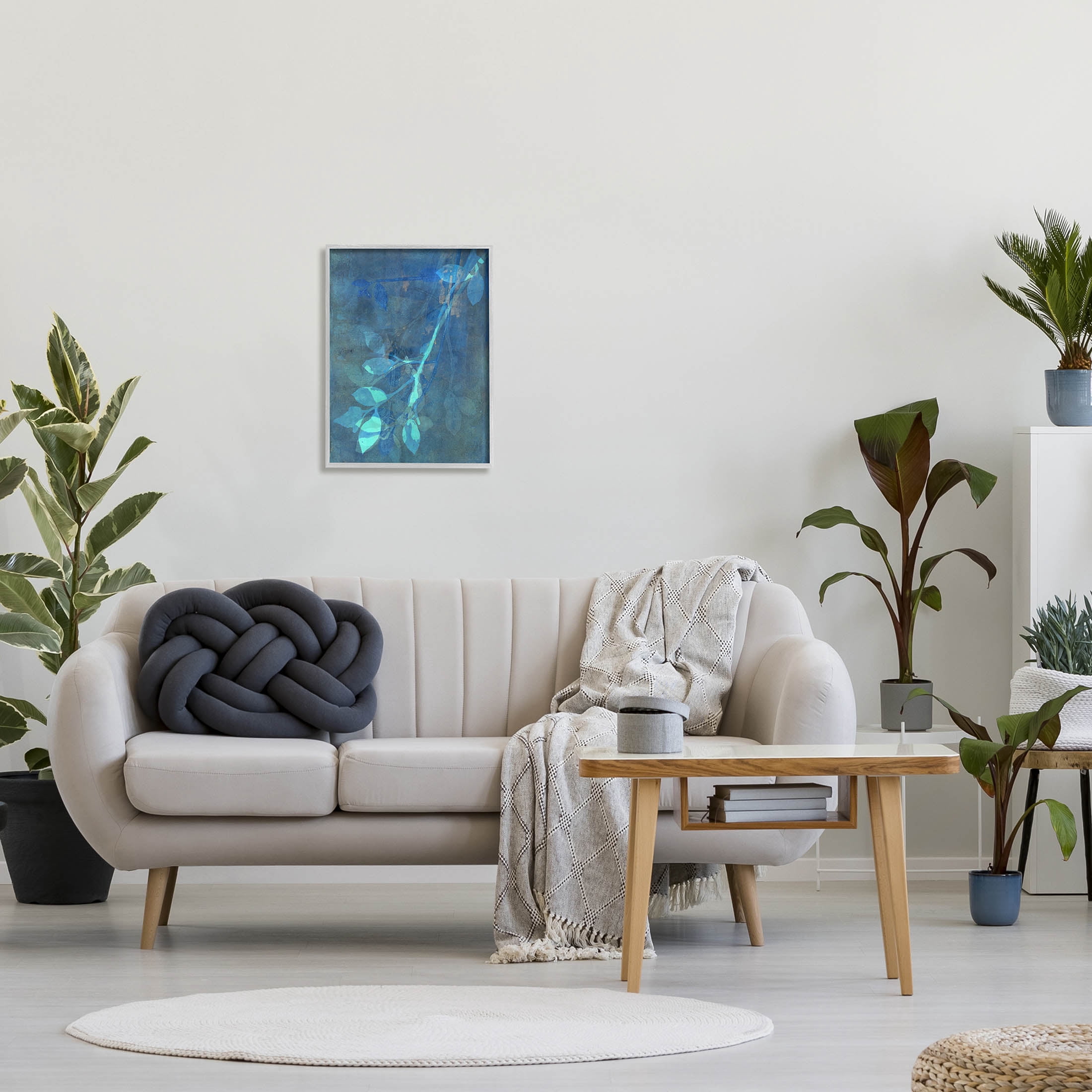 Layered Abstract Botanical Leaves Botanical & Floral Graphic Art Gray Framed Art Print Wall Art