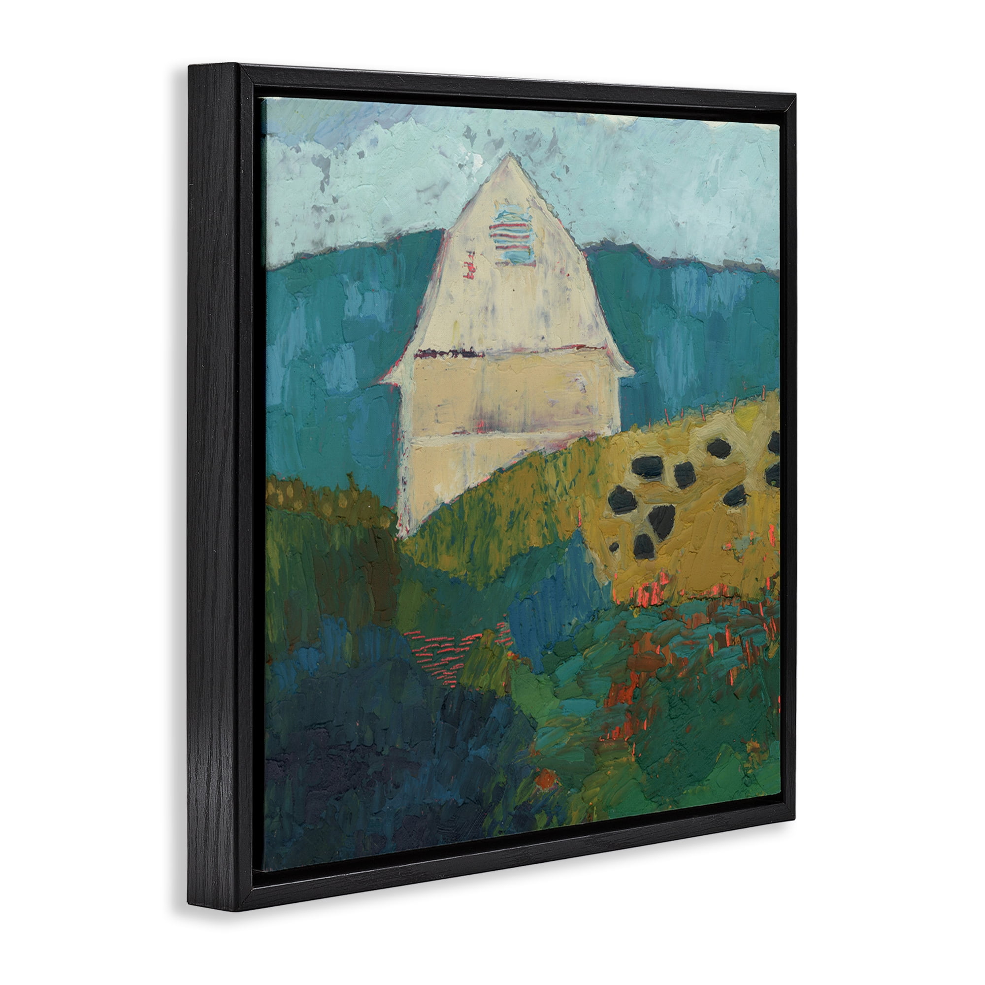 Stupell Industries Abstract Farm Impression Abstract Painting Black Floater Framed Canvas Art Print Wall Art, 18 x 18