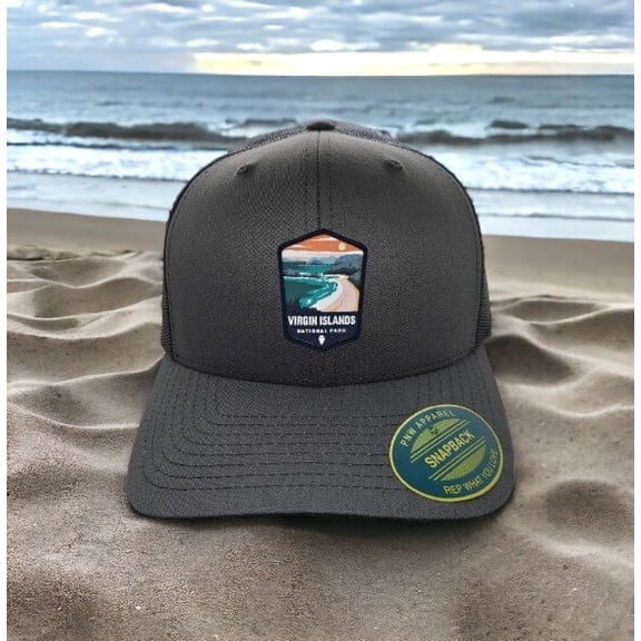 Virgin Islands National Park Snapback Hat - Grey on Black Mesh