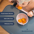 thumbnail image 4 of Charcoal Babeehive Goods Bowls |  Stress-Free, Mess-Free Mealtime | High-Quality Food-Grade Silicon | Sturdy Suction Bowl and Soft Silicone Spoon | Soft, Flexible Silicone | Perfectly Sized, BPA-Free, 4 of 7