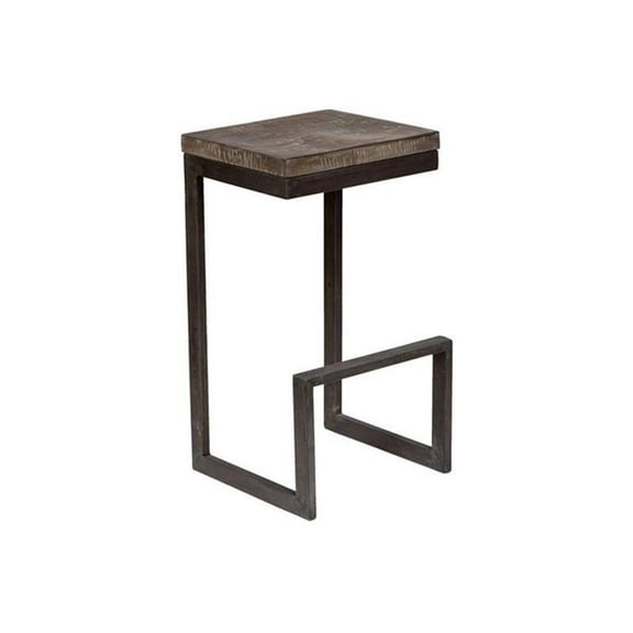 Cube Mango Wood & Architectural Metal Bar Stool