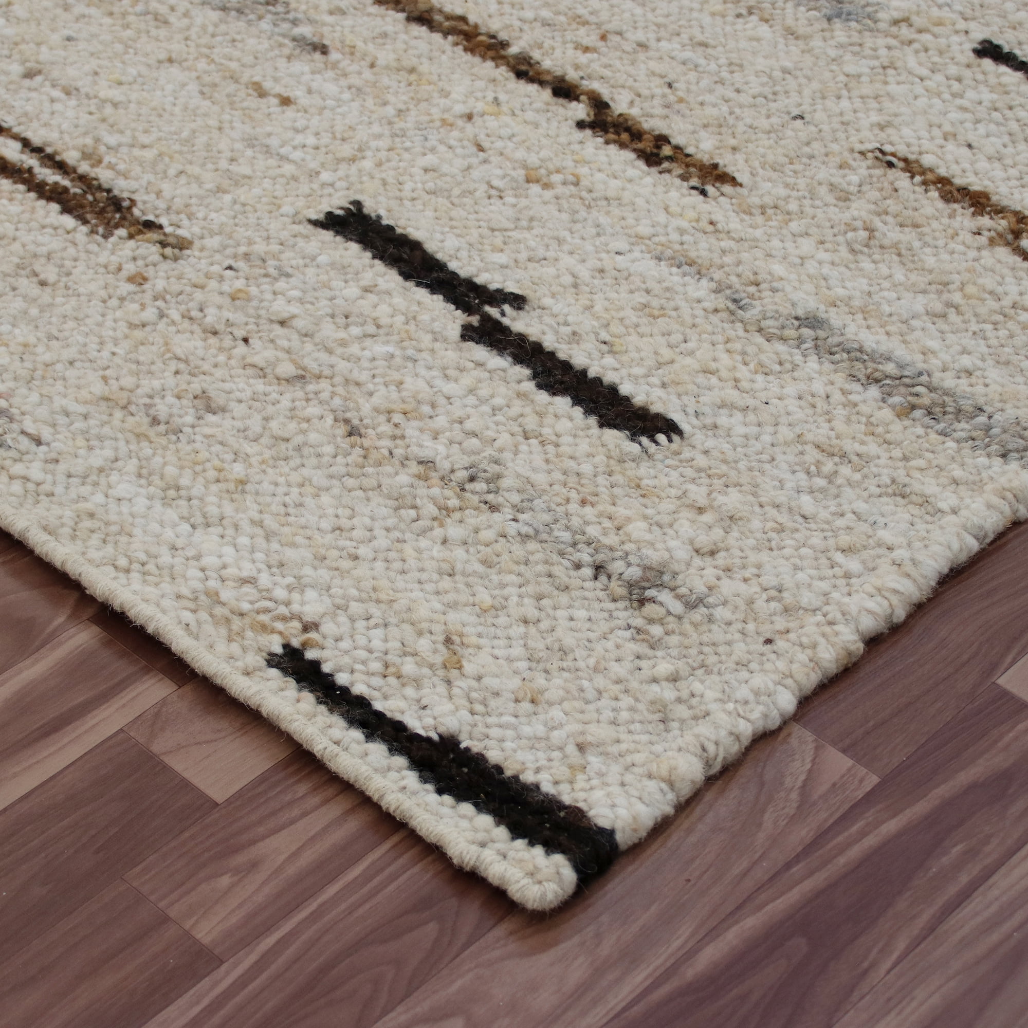 Ox Bay Kenzington Black Abstract Hand-Woven Wool Blend Area Rug, 7'9" x 9'9"