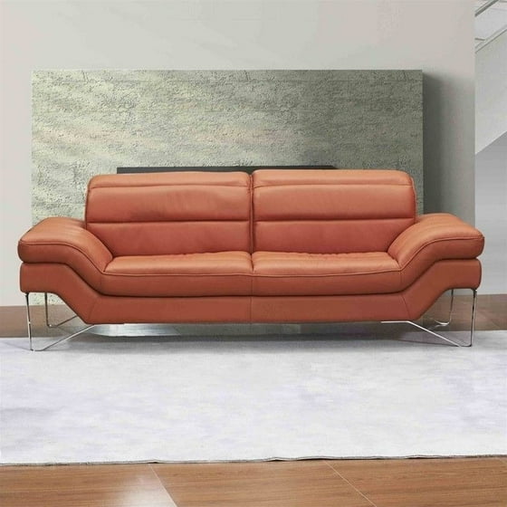 J M Furniture Astro Leather Sofa In Pumpkin