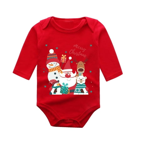 

kpoplk Baby Girls Boys Christmas Outfit Flower Baby Newborn Girl Romper Winter Long Sleeve Jumpsuit Cotton Playsuit Clothes Outfit(AK)