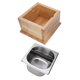 thumbnail image 2 of Knock Box Contenedor de posos de café de acero inoxidable, contenedor de basura con base de madera, accesorio para café L, 2 of 14