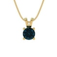 thumbnail image 2 of 0.5 ct Brilliant Round Cut Solitaire VVS1 Genuine Blue Natural London Blue Topaz Solid 14k Yellow Solid Gold Everyday Affordable Designer Necklace Pendant with 18" Solid Gold Chain by Clara Pucci, 2 of 7