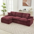 thumbnail image 2 of 107.9" Cloud Sectional Sofa Upholstered Sofa Couch with Side Pockets and Double-layer Cushion, Free-combined Sectional Sofa Full-compressed Sofa for Living Room, Apartment, Small Space, Red, 2 of 9