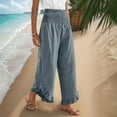 thumbnail image 5 of Wdfiry Womens Pants Wide Leg Ruffle Loose Pants Elastic High Waist Long Pants, 5 of 7