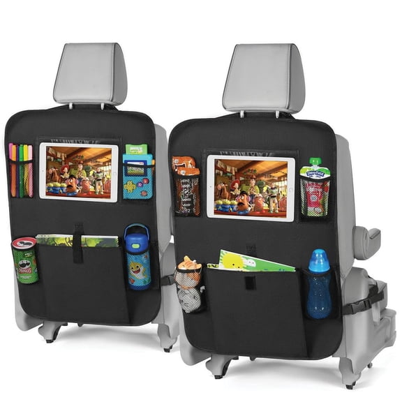 Funda para asiento trasero Kick Mats y organizador de almacenamiento con 6 bolsillos, paquete de 2
