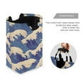 thumbnail image 3 of Yayeee Freestanding Laundry Hamper with Handle Collapsible Large Storage Basket for Clothes, Blue Wave Pattern, 3 of 7