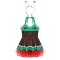 thumbnail image 6 of Aislor Girls Christmas Sleeveless Dress with Hair Hoop Dance Tulle Dress Outfits Brown 10, 6 of 8