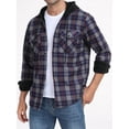 thumbnail image 3 of GIRUNS Men's Plaid Shirts Jacket Fleece Flannel Lined Long Sleeve Shirts Sherpa Button Down Coat With Hood Gray Red XL, 3 of 9