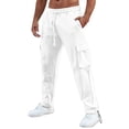 thumbnail image 1 of XDZJLR Casual Pants for Men Pocket Sports Drawstring Straight Leg Cargo Trousers, 1 of 6