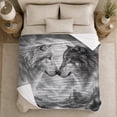 thumbnail image 5 of Two Wolves beneath Moonlit Forest Sky, Dramatic Wildlife Style for Wolf Lovers, Black and White Wolf Portrait and Birthday Gift, Cozy Flannel Blanket for Cabin and Bedroom, Home Decor, 5 of 9