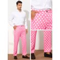 thumbnail image 5 of Unique Bargains Men's Polka Dots Dress Pants Regular Fit Flat Front Printed Trousers 30 Pink, 5 of 6