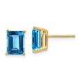 thumbnail image 5 of 14K Yellow Gold 8x6mm Emerald Cut Blue Topaz Stud Earrings, 5 of 7