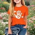 thumbnail image 2 of FamilyThread Kids Girls Short Sleeve Solid Summer Tops Fashionable Short Sleeve Cute Graphics T-Shirt Casual Daily Shirt For 2-12Y, 2 of 3