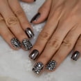 thumbnail image 5 of Coolnail Punk Dark Smoky Grey Espejo reflectante Chapado en metal Puntas de uñas postizas francesas Punk Metallic Diamond Uñas postizas con pegamento adhesivo, 5 of 5