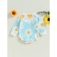thumbnail image 5 of Qtinghua Newborn Baby Girls Romper Daisy Print Long Sleeve Jumpsuit Bodysuit Fall Clothes Blue 6-12 Months, 5 of 9