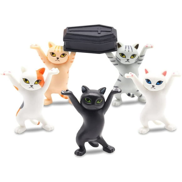 Cat Coffin Dance, Cute Cat Pen Holder, The Cat Lifted Coffin Dancing Pallbearers, Funny Cat Wireless Headphone Holder & Mobile Phone Holder, Cat Coffin Office Home Decor - Five Cat