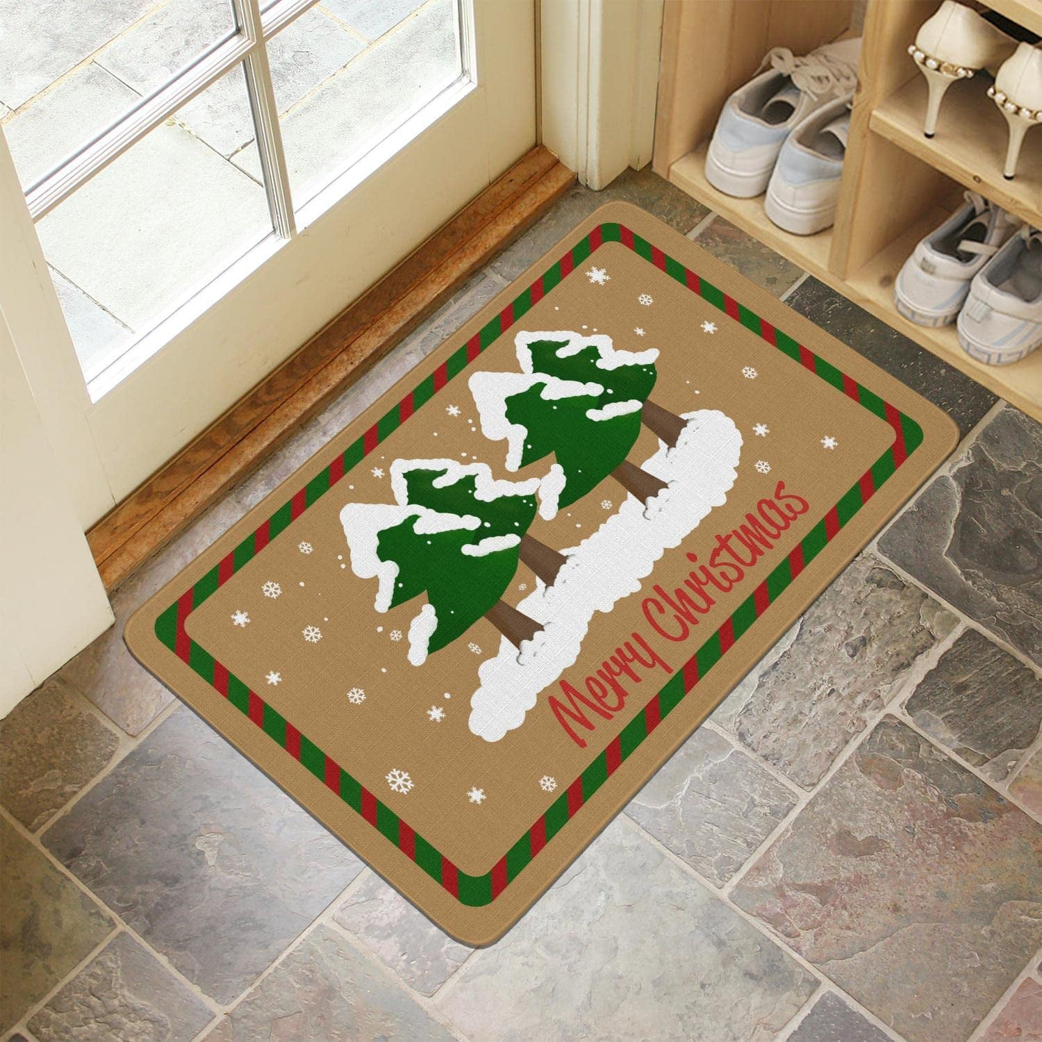 Moroccan Trellis Kitchen Mats Set 2 Pieces Super Waterproof Non-Slip Soft Kitchen Rugs Machine Washable Kitchen Floor Mat for Kitchen,Floor, Bathroom, Sink, Laundry (LDark Blue, 17" x 24"/17" x 48")