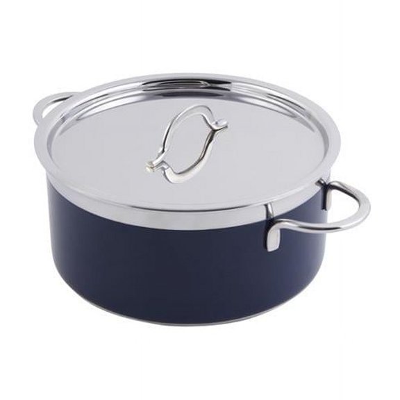 Bon Chef 60300COBALTBLUE 7.75 in. dia. Classic Country French Collection 2 quart Pot with Cover, Cobalt Blue - 9 oz