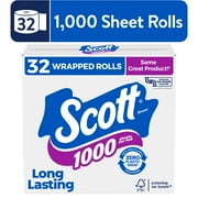 Scott 1000 Toilet Paper, 32 Rolls, 1,000 Sheets per Roll