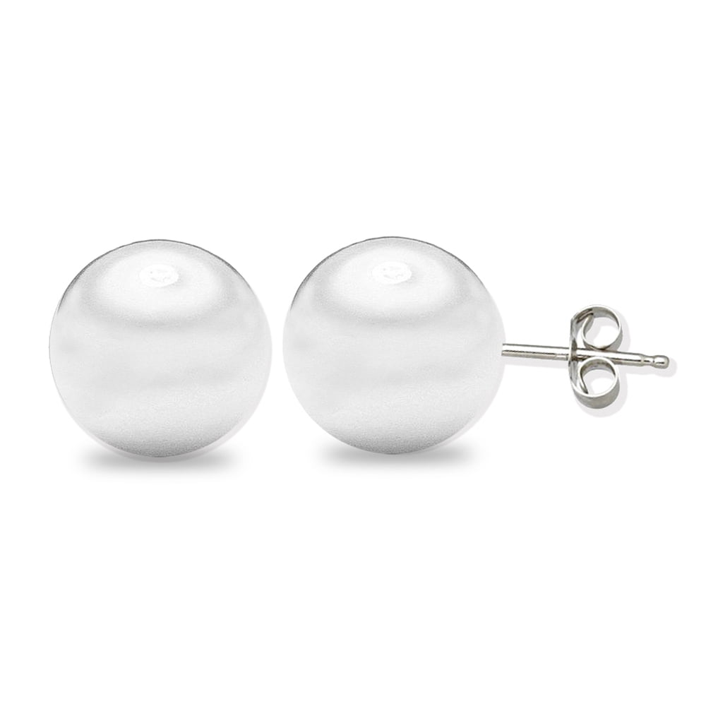 925 Sterling Silver Round Ball Stud Earrings High Polished Butterfly Post Backs 