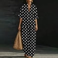 thumbnail image 2 of Women's Dressy Polka Dots 2 Piece Outfits - V Neck Shawl Collar Blouses & Wide Leg Pants Lounge Sets with Pockets, 2 of 6