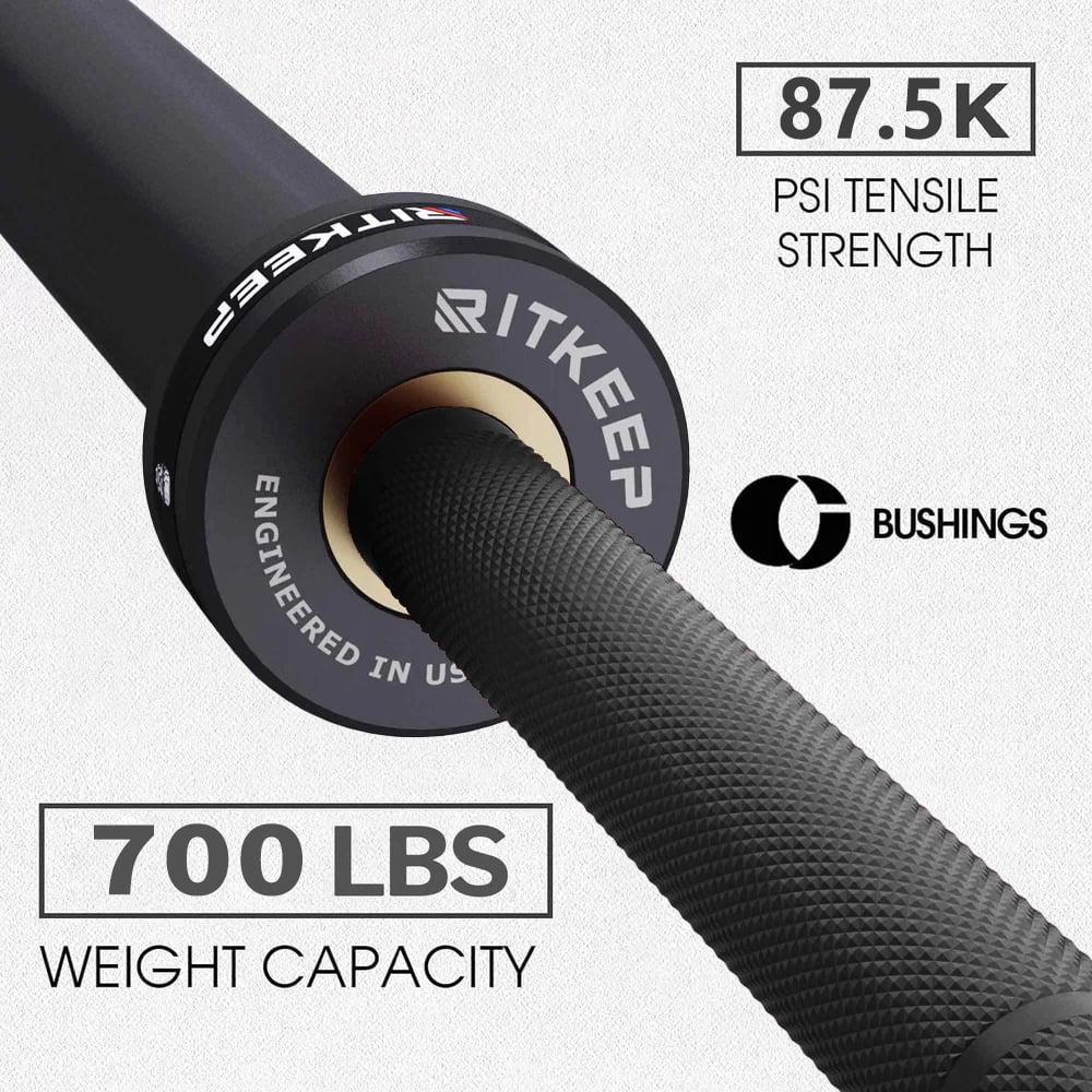 RitKeep Fitness 7ft Olympic Barbell Weight Bar, 700 LBS Max Capacity for Weightlifting