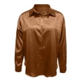 thumbnail image 4 of vigerkar Womens Tops Long Sleeve Satin Silk Button Down Shirts Casual Business Dressy Blouses (Brown, M), 4 of 5