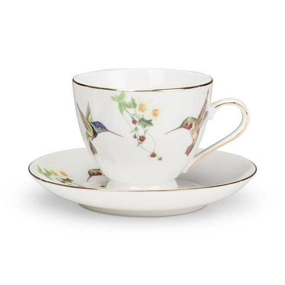 Abbott Collection AB-27-AMBROSIA-CS 2.5 in. Hummingbird Cup & Saucer, White