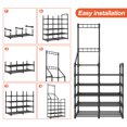 thumbnail image 3 of 5-Tier Large Shoe Rack,Multifunctional Shoe and Coat Rack, Shoe Organizer with Hook Rack, Space-Saving Shoe Shelf for Entryway, Closet, Garage, Bedroom, Cloakroom, 3 of 8