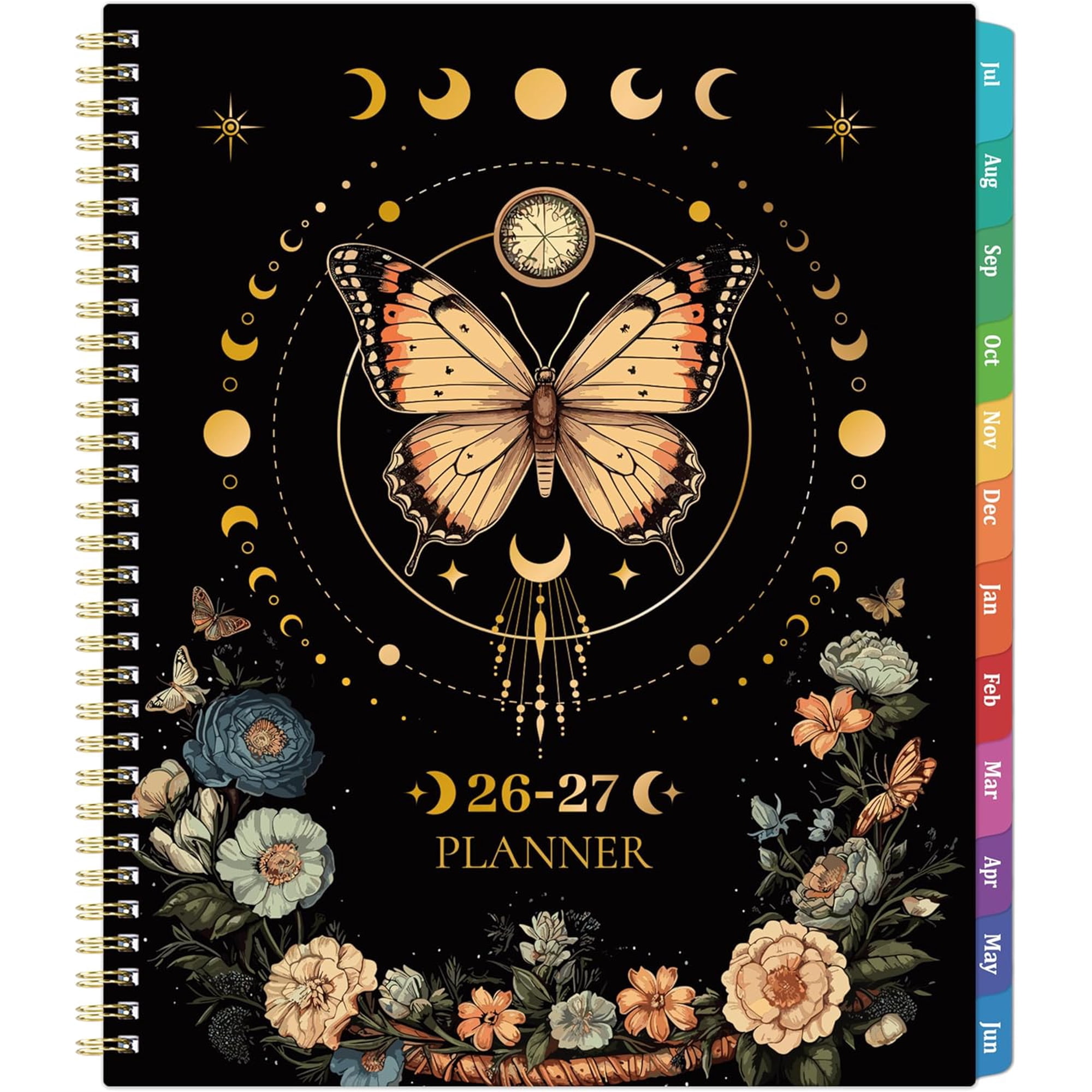 Planner 2026-2027 - Academic Planner 2026-2027, Jul 2026-Jun 2027, 9" x 11" | 2026-2027 Planner Weekly and Monthly, 2026-2027 Calendar Planner with Colorful Tabs, Back Pocket, Inner Pocket - Butterfl