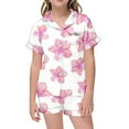 thumbnail image 1 of Pyjama en Soie Filles Imprimé Manches Courtes Enfants Pyjama Boutonné Ensemble Filles Pyjama Décontracté Ensemble Pyjama en Soie Garçons Filles Mode, 1 of 5