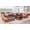 Dark Brown & Orange, variant on Mofit Home, Comet Modern Leather Sectional with LED Light and Storage Spaces, Bule White, Italian Leather, Modern Design, Adjustable Headrests