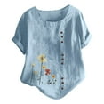 thumbnail image 1 of EQWLJWE Chemises pour Femmes Liquidation T-Shirts pour Femmes Manches Courtes Décontracté Col Rond Imprimé Tunique Ample Blouse Hauts, 1 of 5