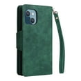 thumbnail image 4 of Nalacover For iPhone 14 6.1 inch Zipper Wallet Case,360 Protection Stylish PU Leather Shockproof Magnetic Flip Holder 6 Card Slots and 2 Cash Pockets Cover with Detachable Wrist Strap,Green, 4 of 15