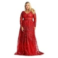 thumbnail image 4 of Women's Royal Queen Plus Size Long evening elegant Gown Maxi Formal Dress Hunter Green 22, 4 of 9