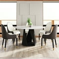 thumbnail image 2 of White 53" Round Table For Dining, Sintered Stone With Black Iron Base, Enhances Aesthetics Of Dining Space 6 To Fouls And Easy Clean, Fits People, 2 of 6