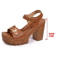 thumbnail image 7 of Rokment Platform Dressy Sandals for Women Ladies 2026 Comfortable Studded Leather Open Toe Chunky Block High Heels Summer Casual Beach Orthopedic Walking Shoes with Buckles Straps Brown Size 7.5, 7 of 7